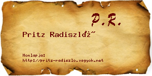Pritz Radiszló névjegykártya